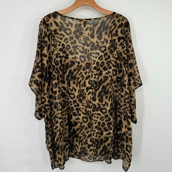 Torrid Women's semi Sheer Leopard Print Top Size 3X plus Animal Blouse - Picture 6 of 9
